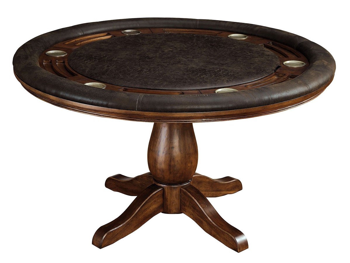 Kalia Leatherette/Wood Round Game Table Set