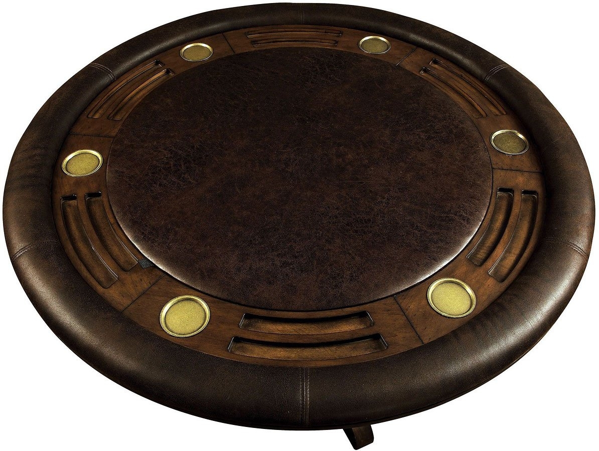 Kalia Leatherette/Wood Round Game Table Set
