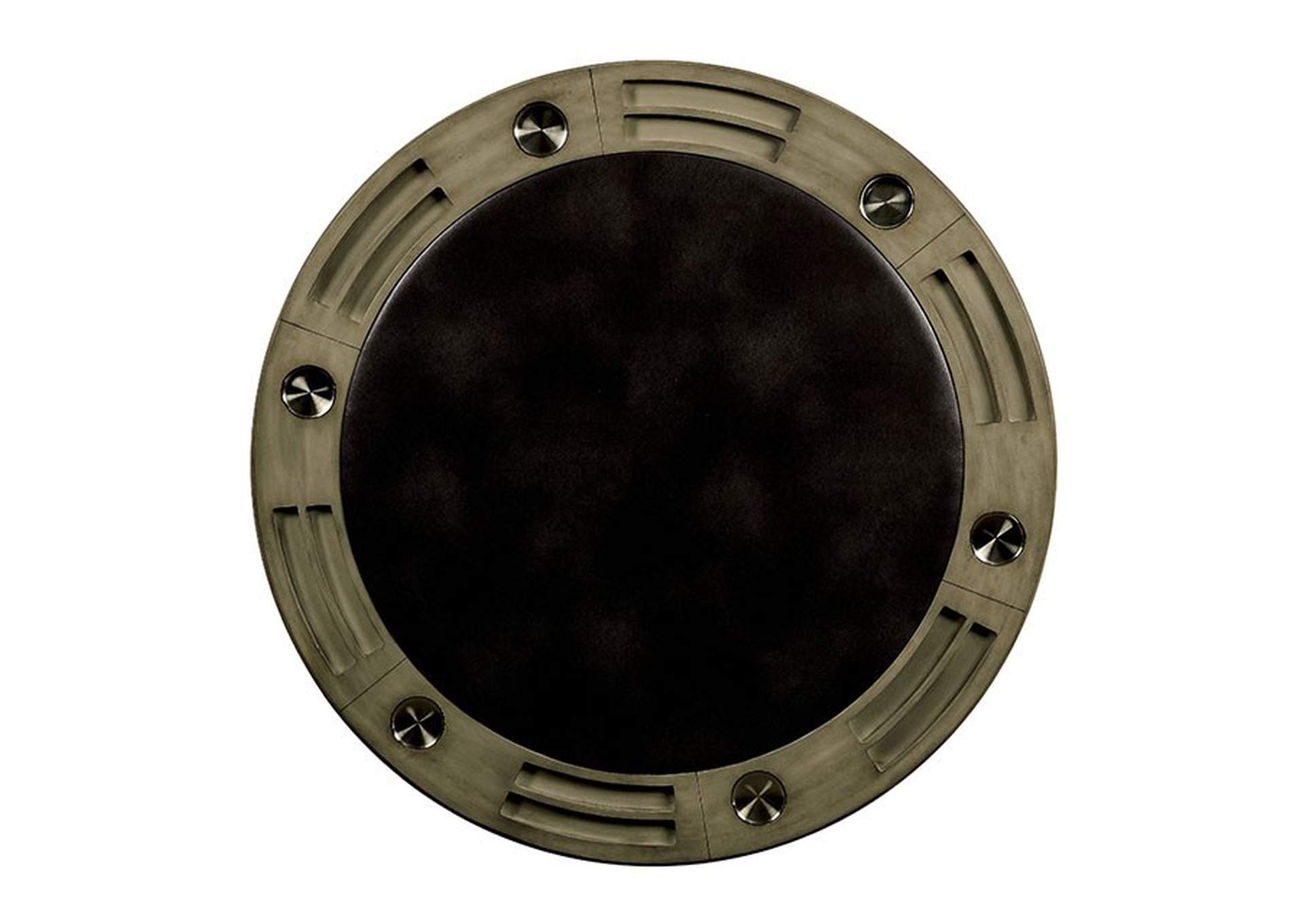 Yelena Leatherette/Wood Round Game Table Set
