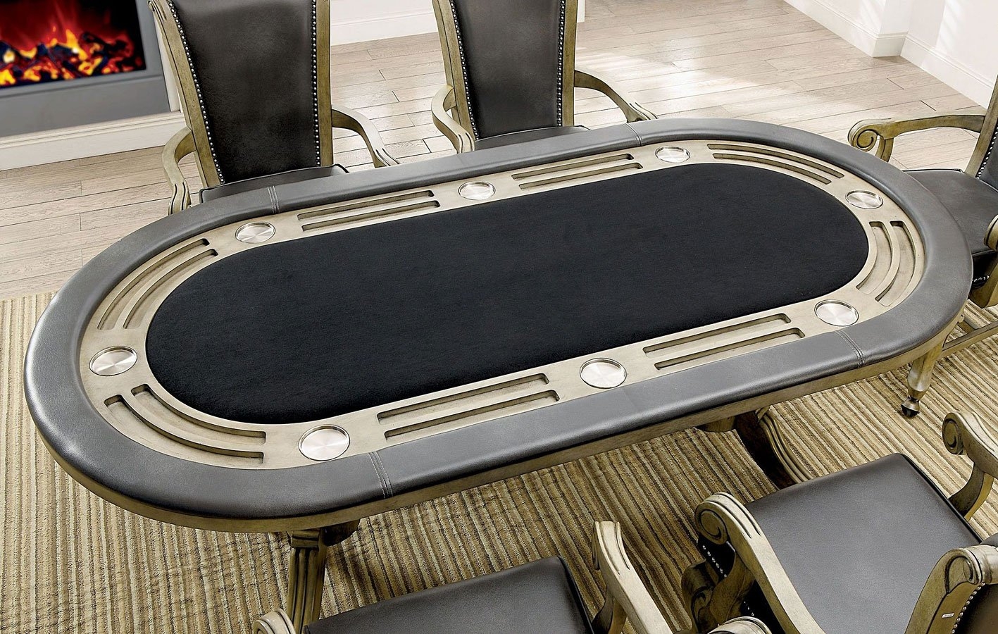 Melina Leatherette/Wood Oval Game Table