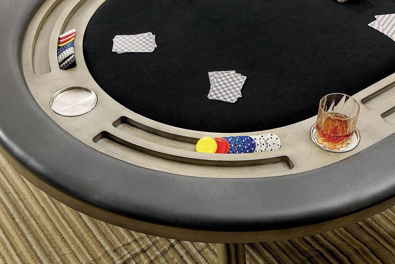 Melina Leatherette/Wood Oval Game Table