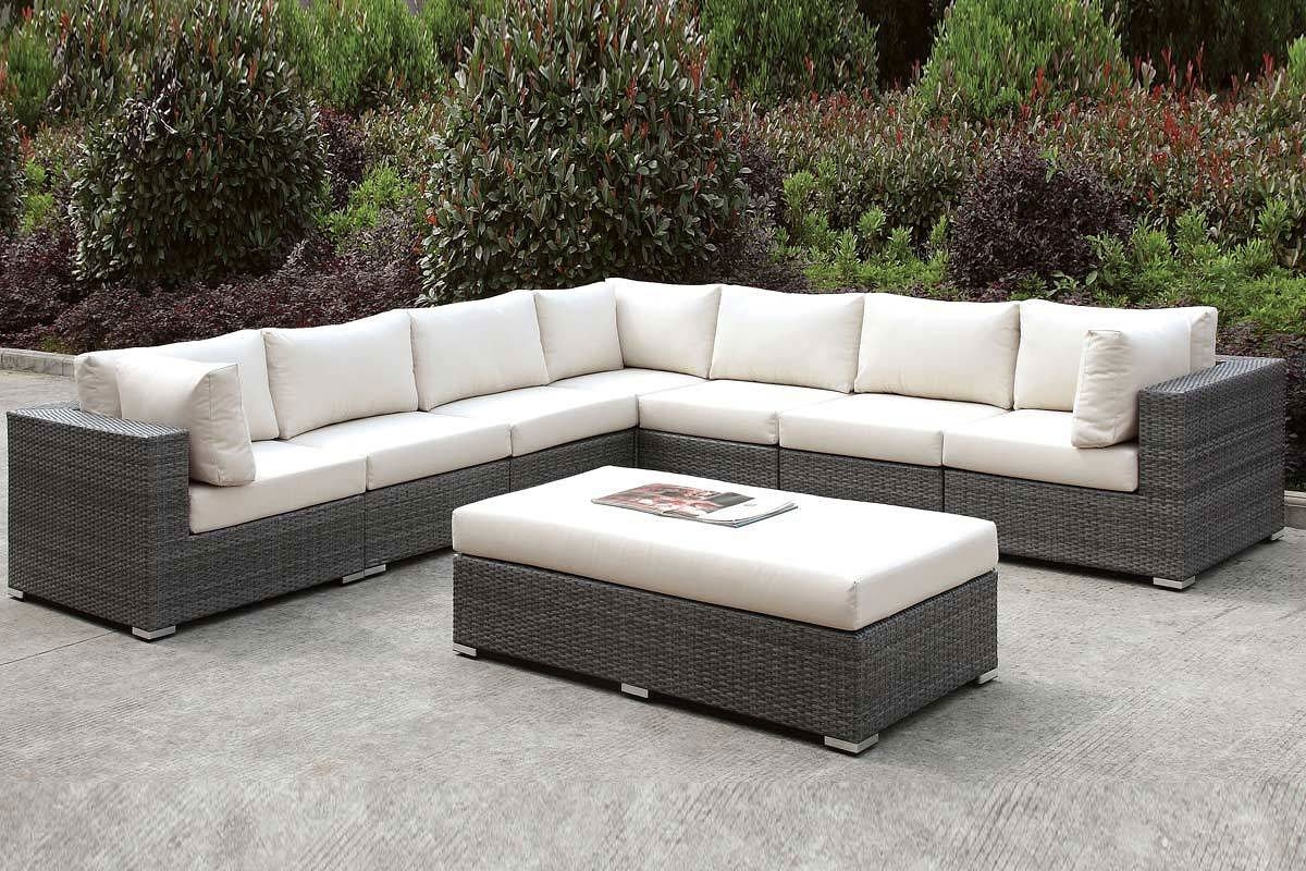 Somani Fabric/Faux Rattan Customizable Patio Sectional Set