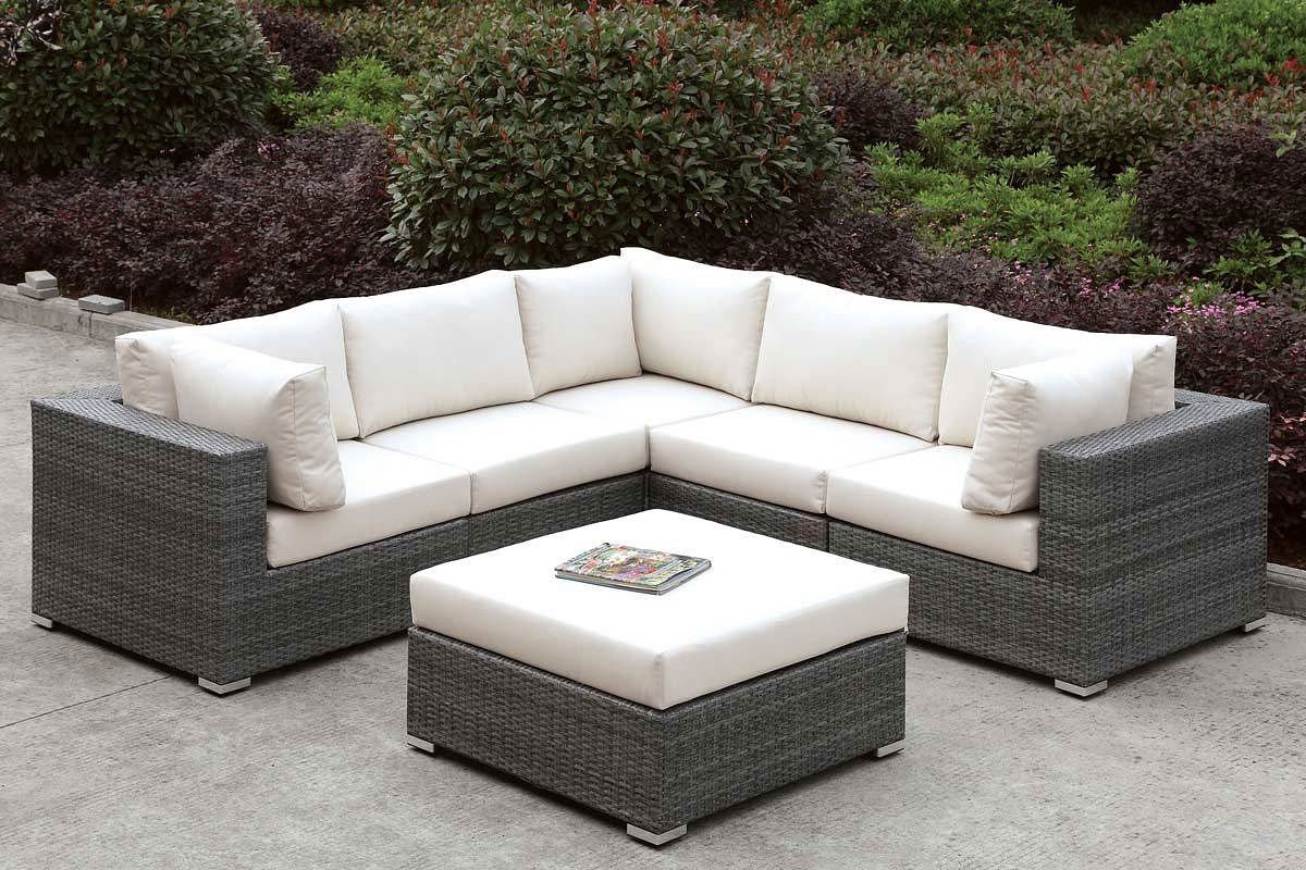 Somani Fabric/Faux Rattan Customizable Patio Sectional Set
