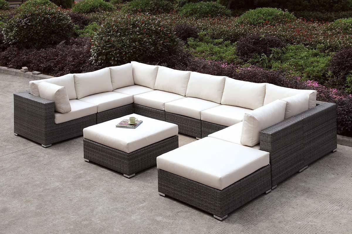 Somani Fabric/Faux Rattan Customizable Patio Sectional Set