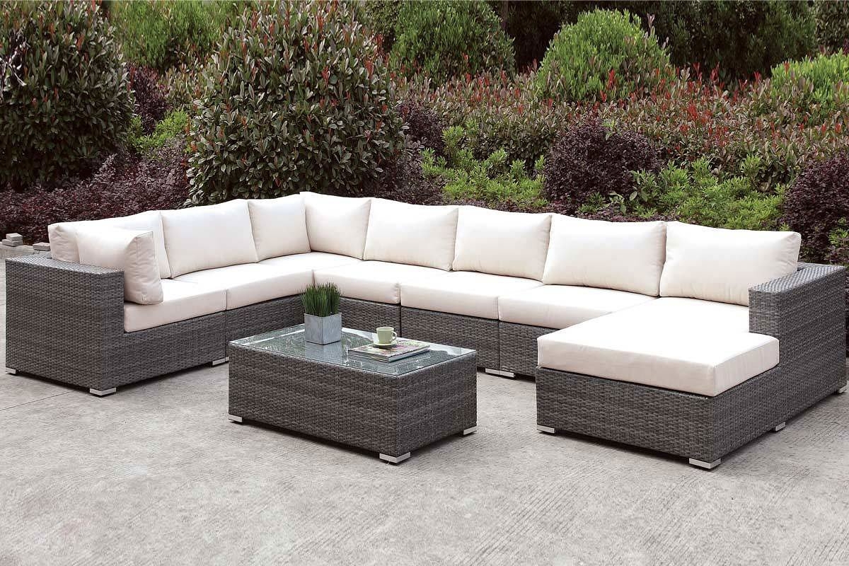 Somani Fabric/Faux Rattan Customizable Patio Sectional Set