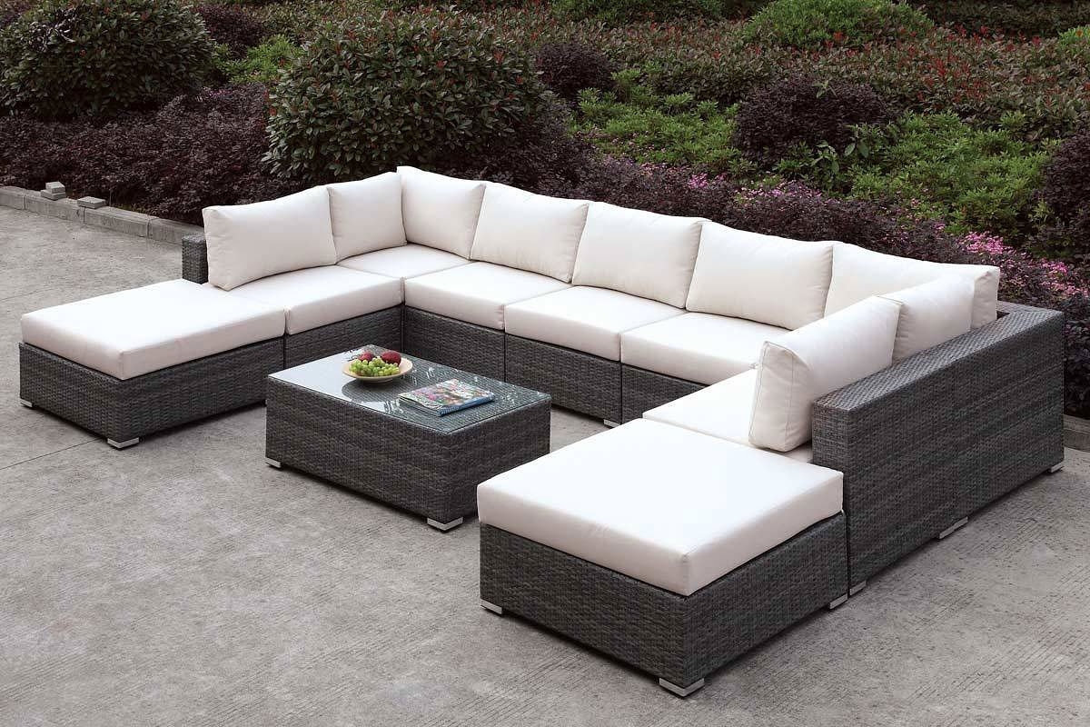 Somani Fabric/Faux Rattan Customizable Patio Sectional Set