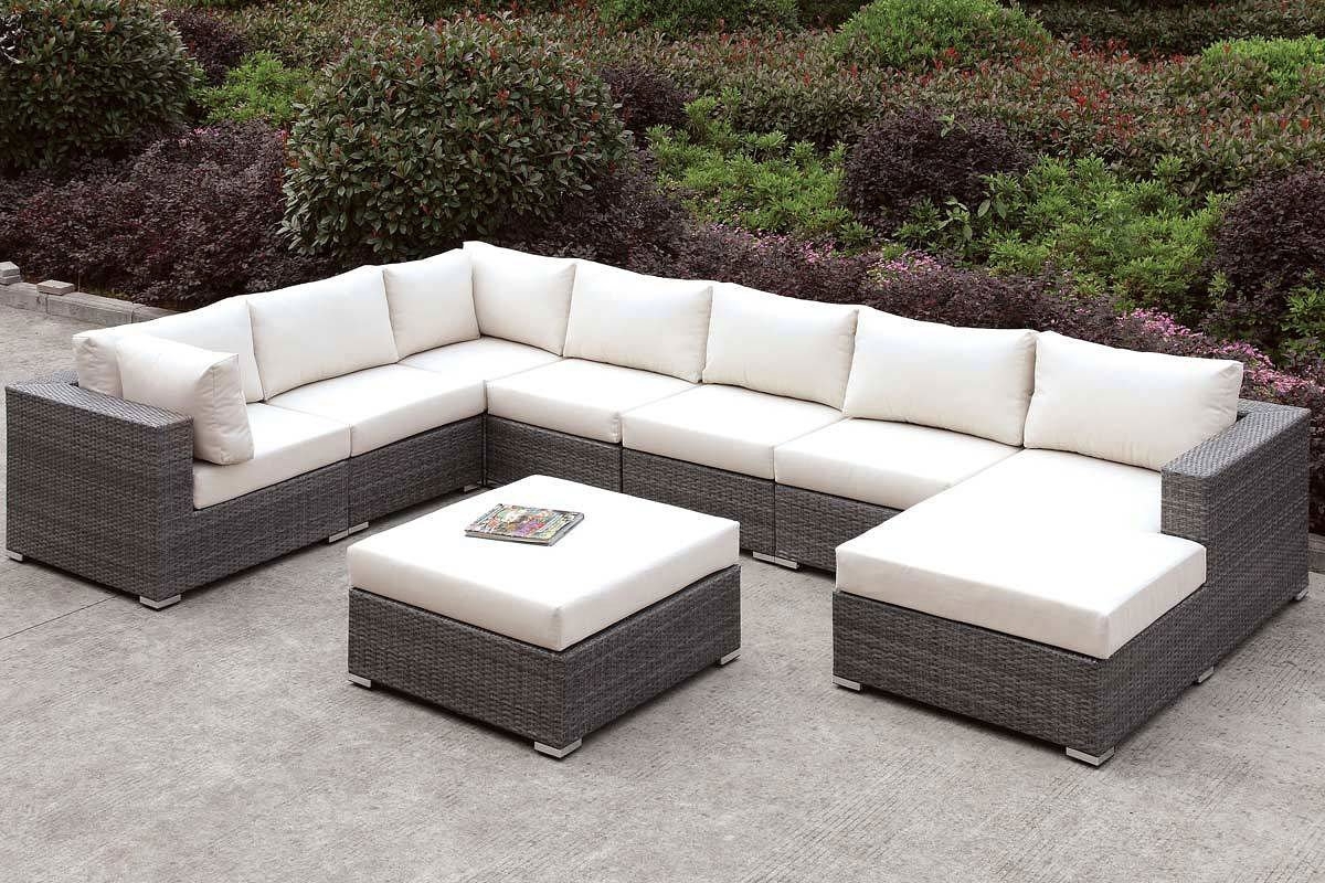 Somani Fabric/Faux Rattan Customizable Patio Sectional Set