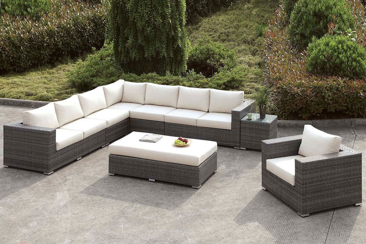 Somani Fabric/Faux Rattan Customizable Patio Sectional Set