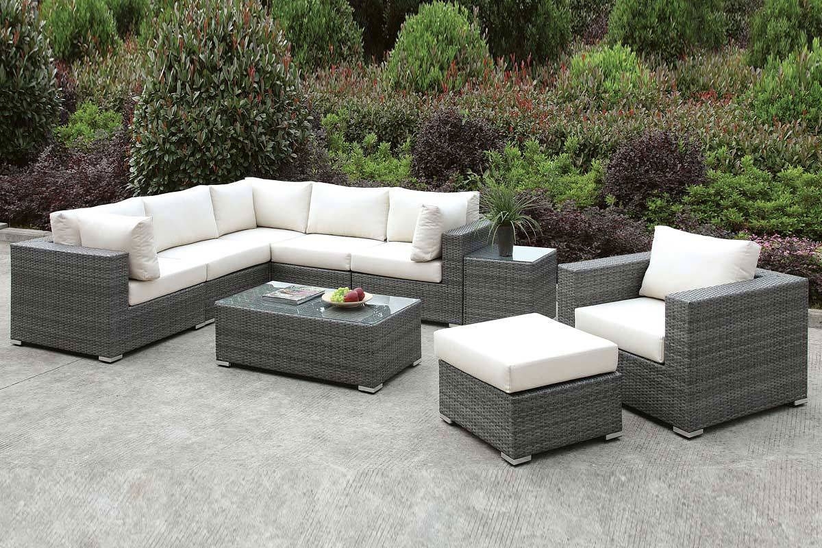 Somani Fabric/Faux Rattan Customizable Patio Sectional Set
