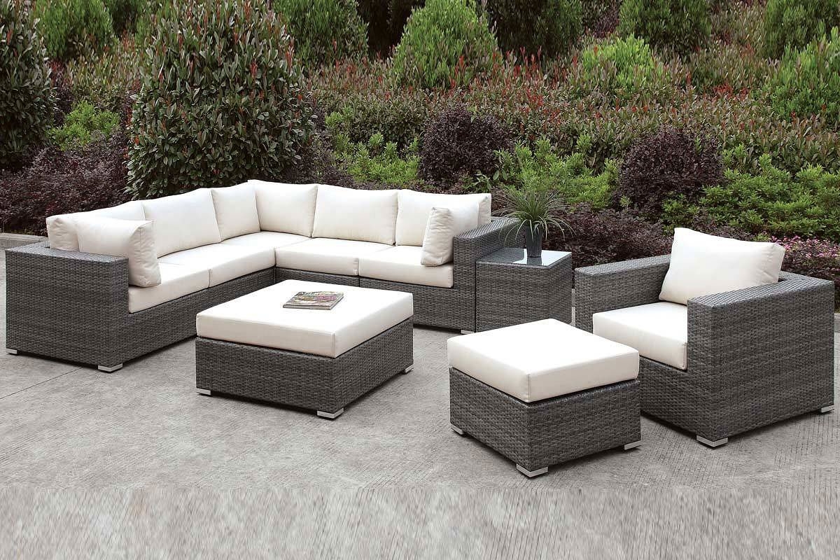 Somani Fabric/Faux Rattan Customizable Patio Sectional Set
