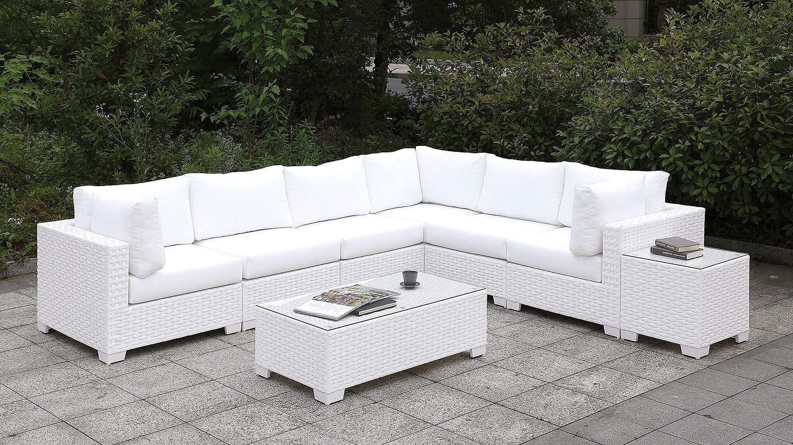 Somani Fabric/Faux Rattan Customizable Patio Sectional Set