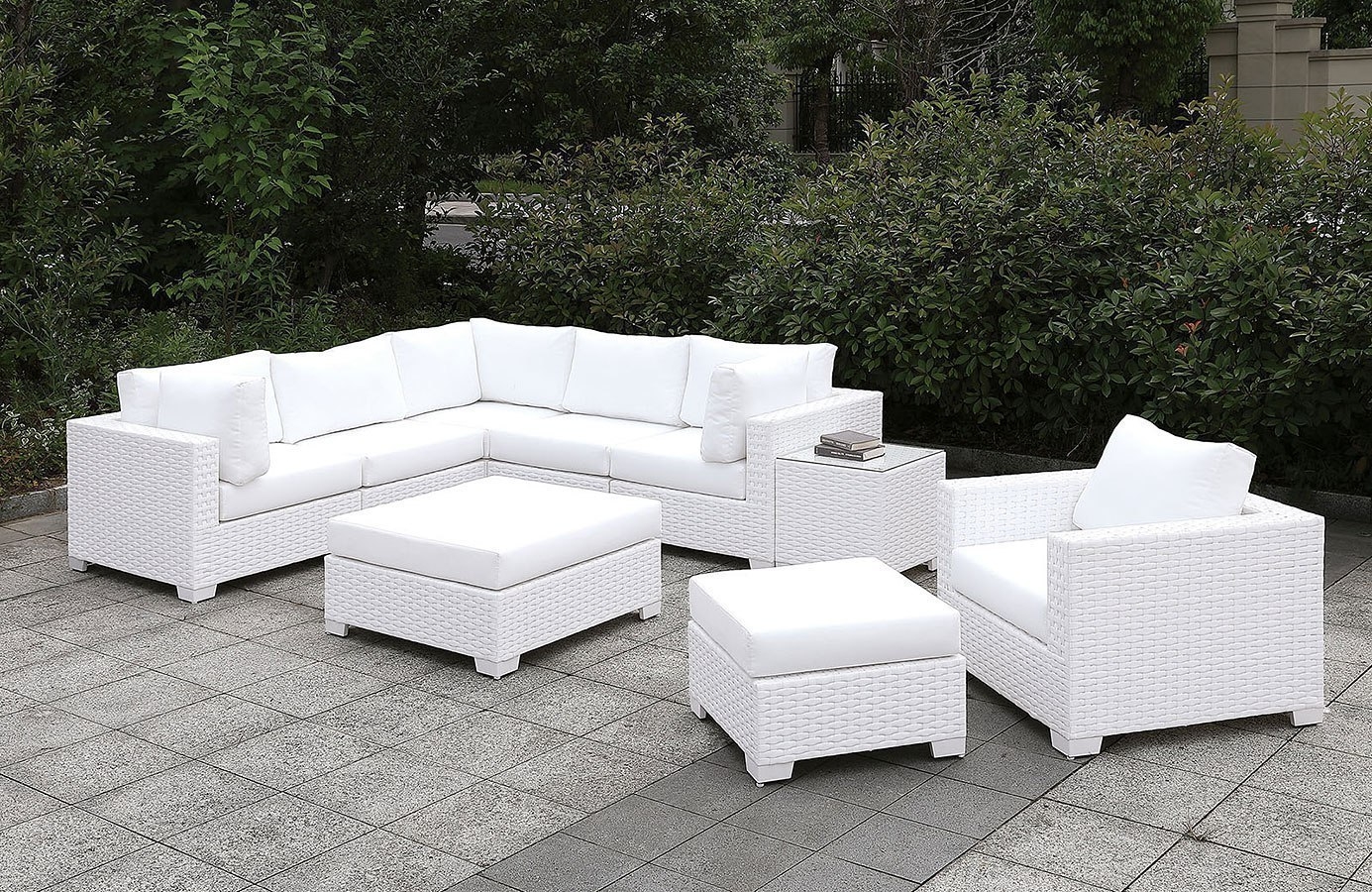 Somani Fabric/Faux Rattan Customizable Patio Sectional Set
