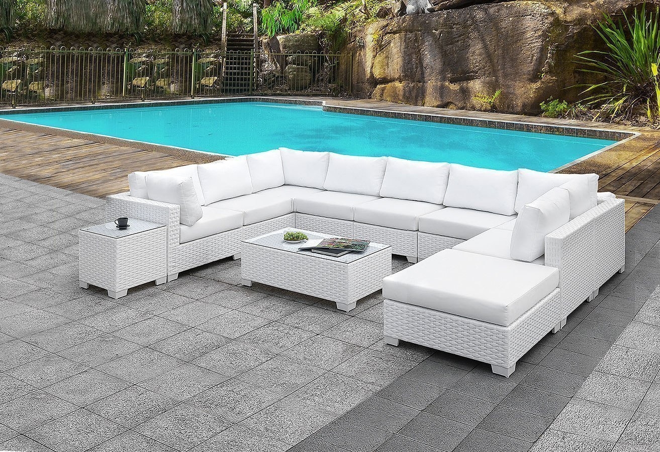 Somani Fabric/Faux Rattan Customizable Patio Sectional Set