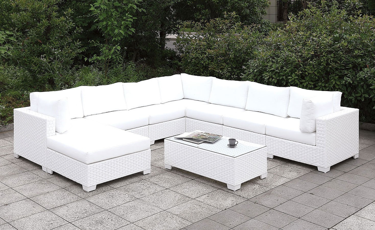Somani Fabric/Faux Rattan Customizable Patio Sectional Set