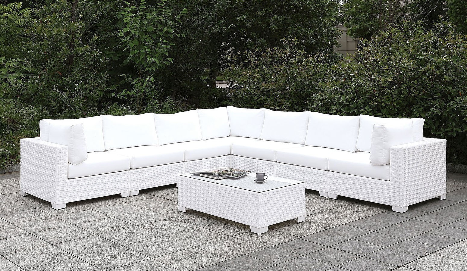Somani Fabric/Faux Rattan Customizable Patio Sectional Set