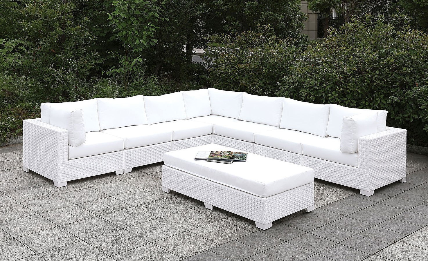 Somani Fabric/Faux Rattan Customizable Patio Sectional Set