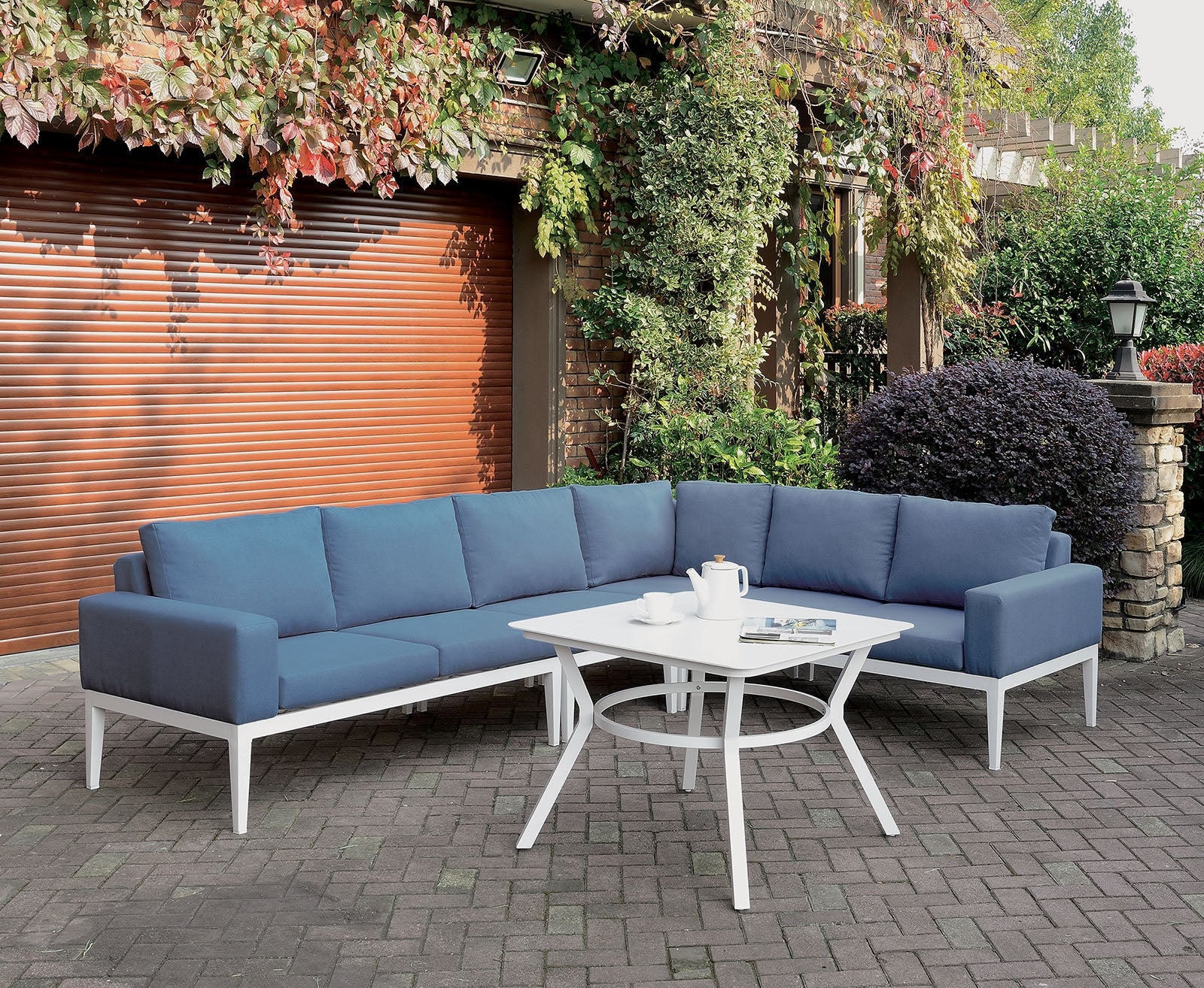 Sharon Aluminum/Polyester/Fabric L-Shaped Patio Sectional Set