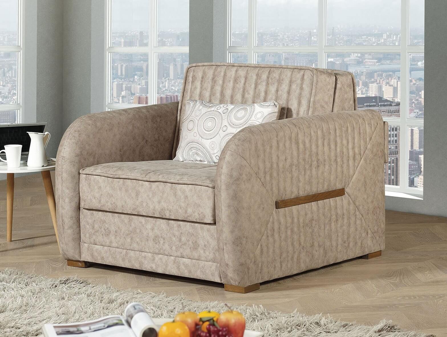 Speedy Fabric Convertible Chair, Gray - Thumbnail 2