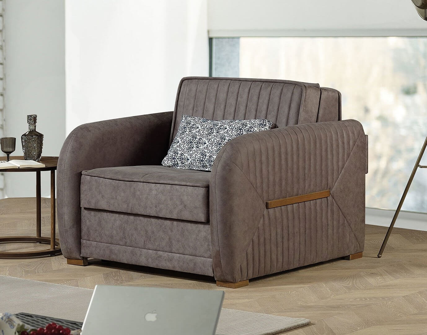 Speedy Fabric Convertible Chair, Gray