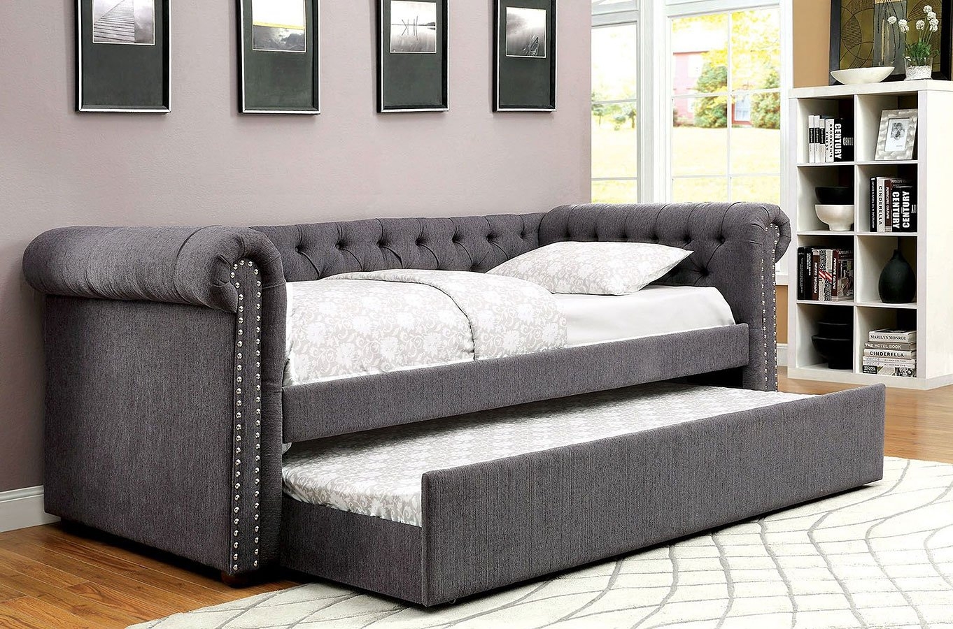 Leanna Fabric/Wood Daybed w/Trundle