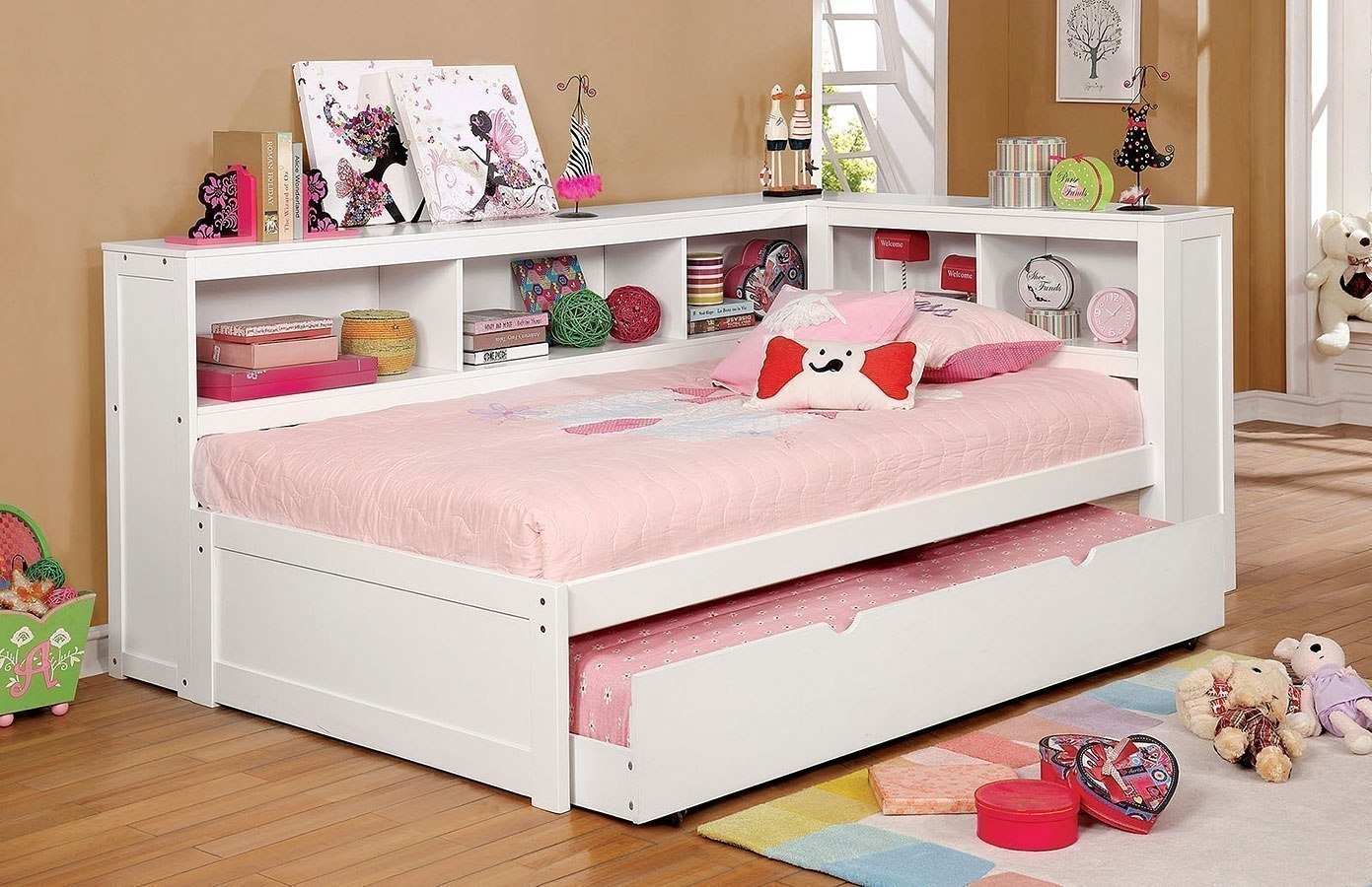 Frankie Pine Wood Corner Daybed, Twin Size