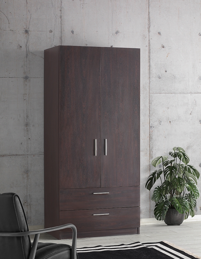 Cambridge Matte 2-Door Wardrobe w/2-Drawer Storage