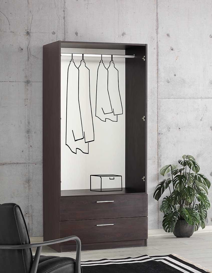 Cambridge Matte 2-Door Wardrobe w/2-Drawer Storage
