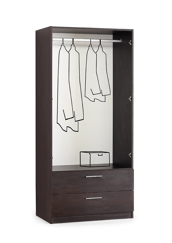 Cambridge Matte 2-Door Wardrobe w/2-Drawer Storage