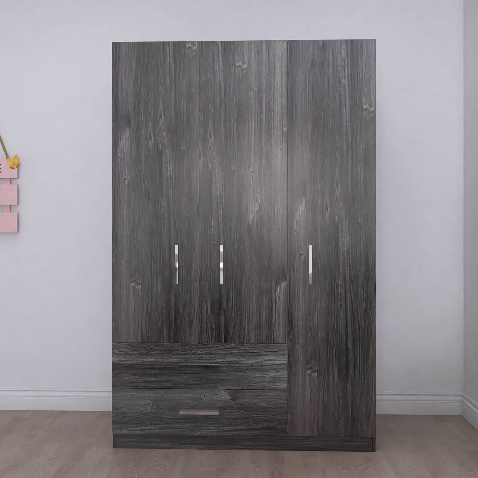 Cambridge Matte 3-Door Wardrobe w/2-Drawer Storage