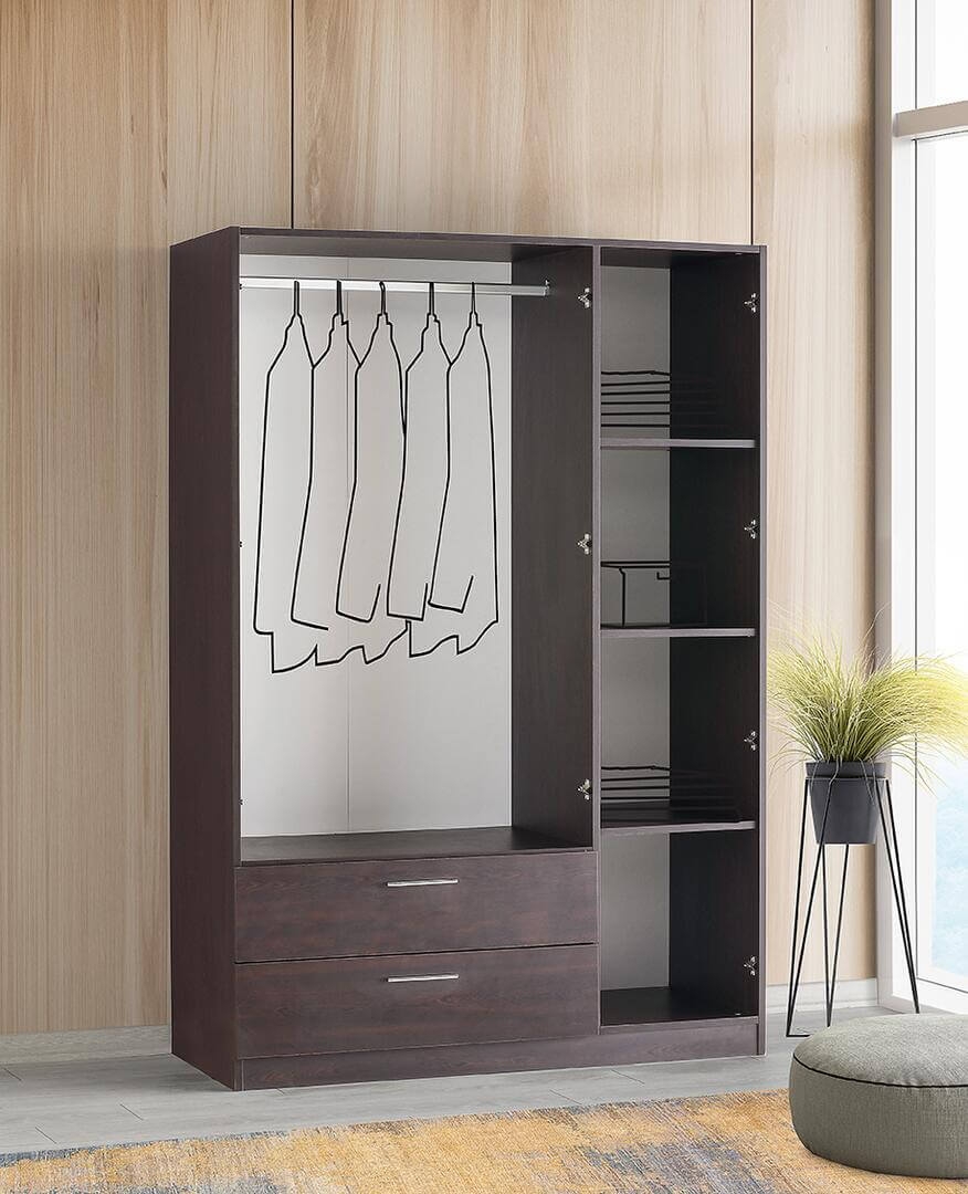 Cambridge Matte 3-Door Wardrobe w/2-Drawer Storage