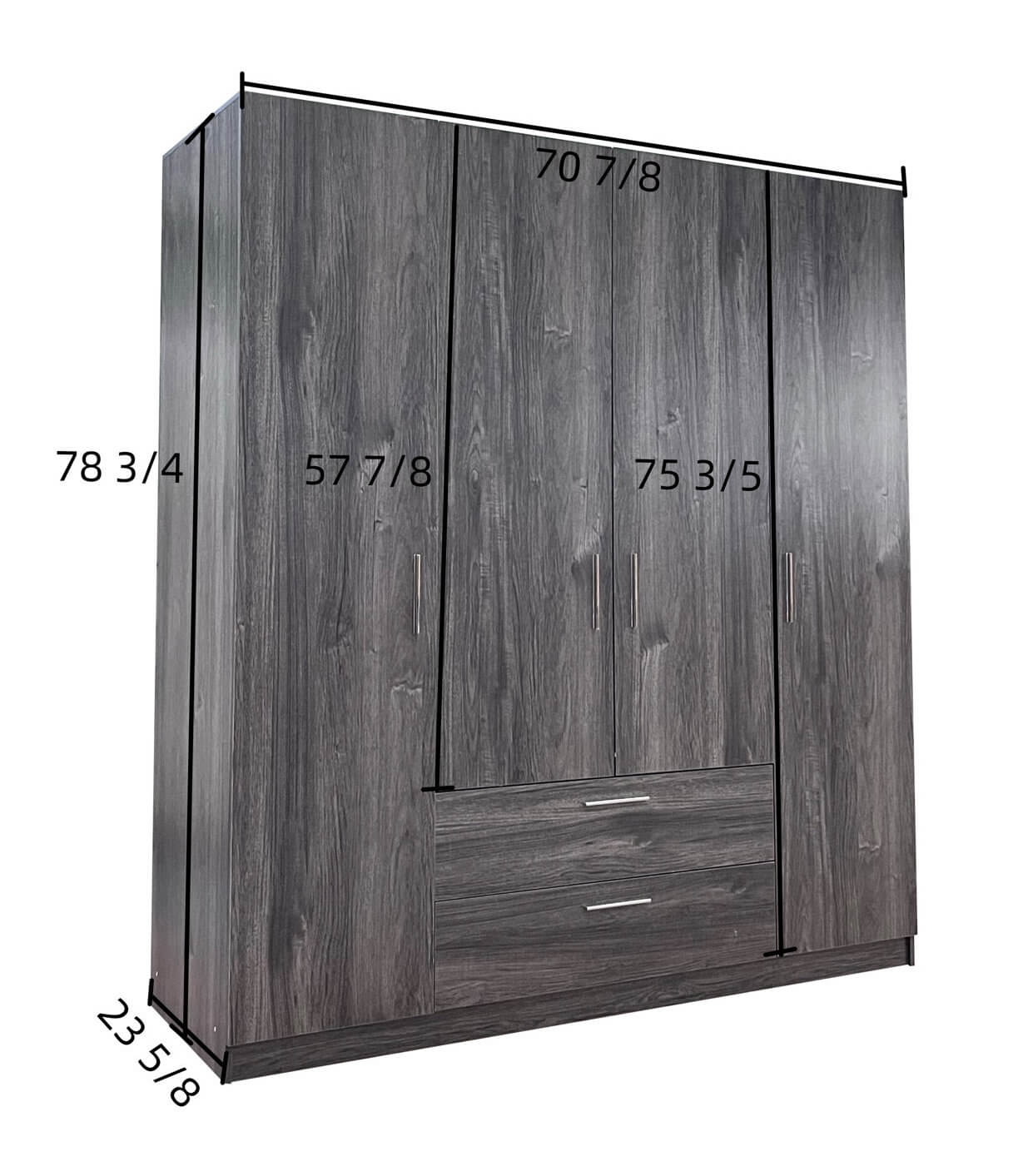 Cambridge Matte 4-Door Wardrobe w/2-Drawer Storage