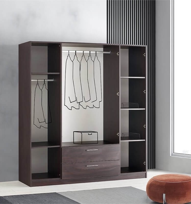 Cambridge Matte 4-Door Wardrobe w/2-Drawer Storage