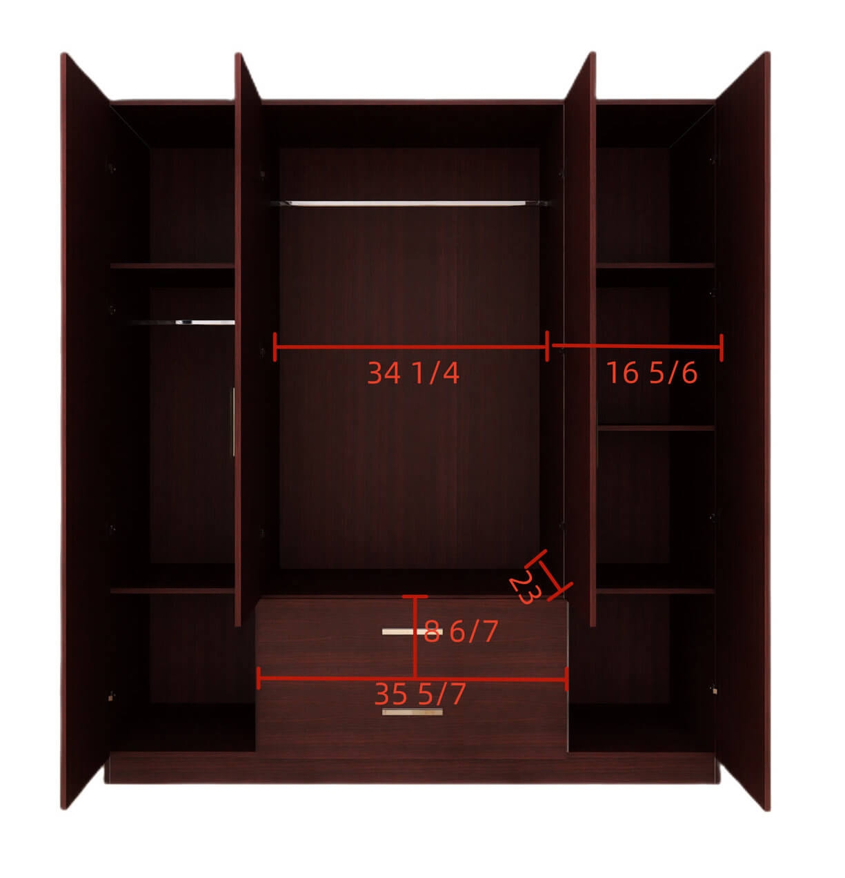 Cambridge Matte 4-Door Wardrobe w/2-Drawer Storage