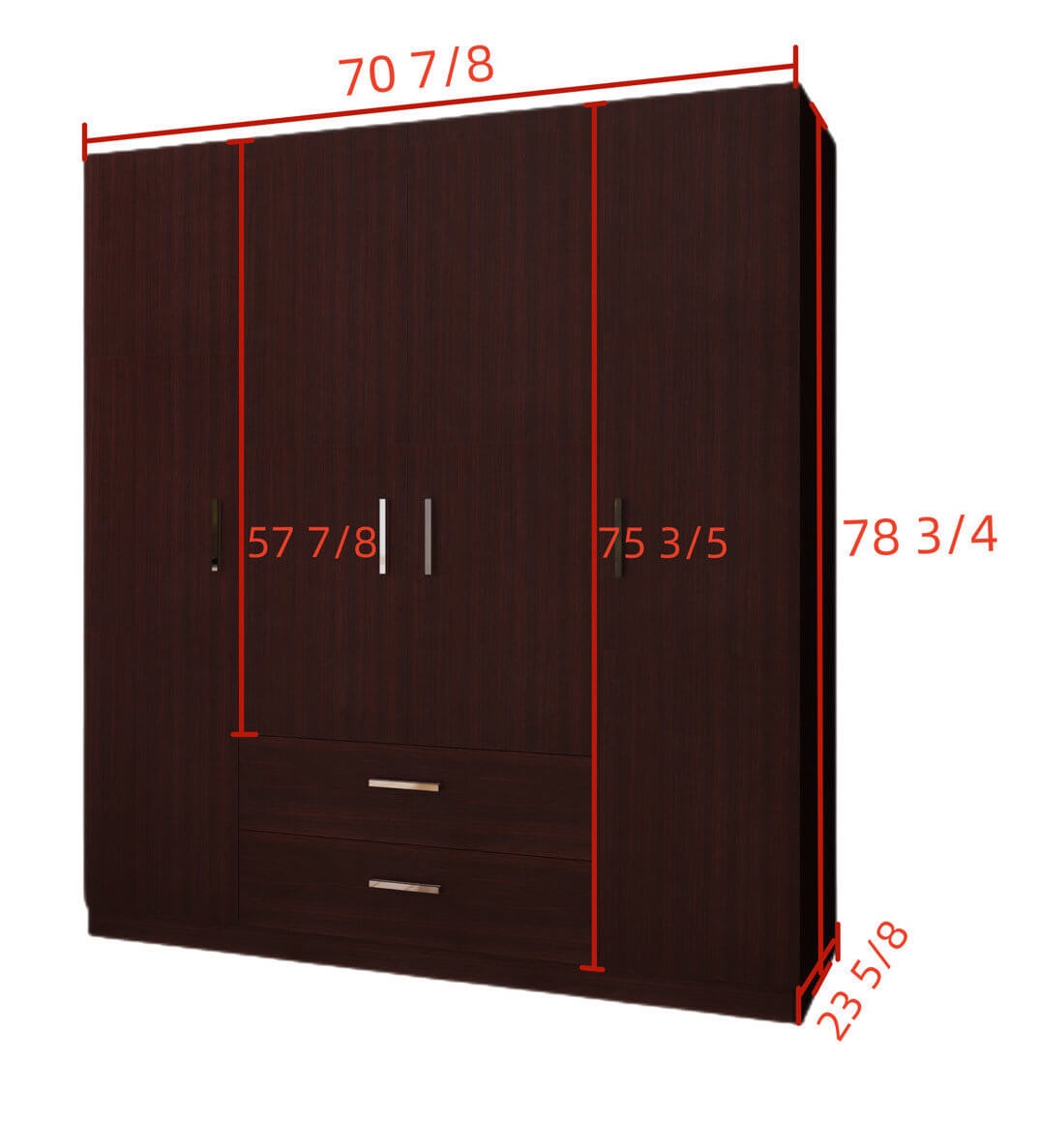 Cambridge Matte 4-Door Wardrobe w/2-Drawer Storage