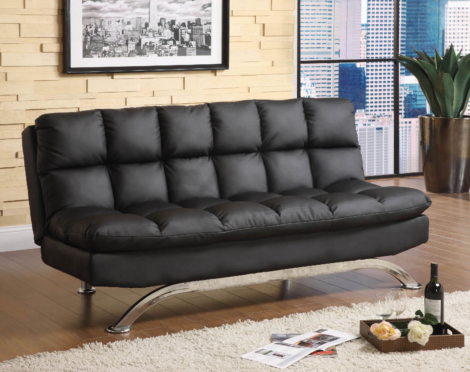 Aristo Leatherette Sleeper Sofa