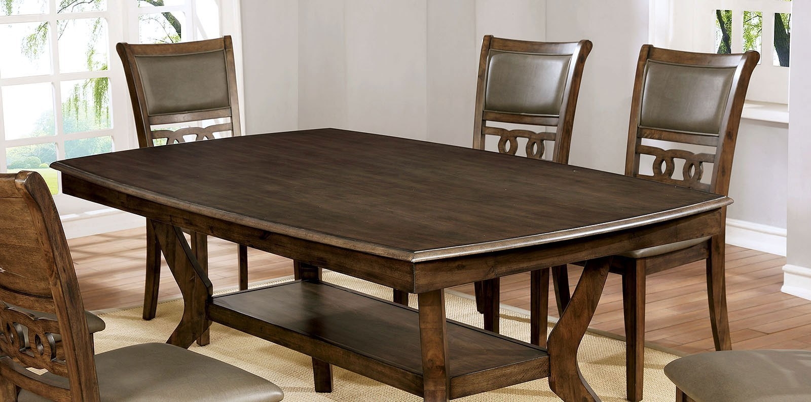 Holly Wood Rectangular Dining Set w/Open Shelf