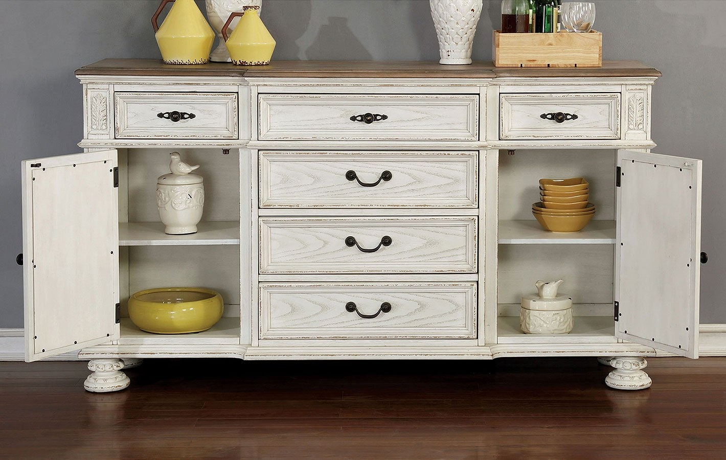 Arcadia Wood Server w/2 Doors & 6 Drawers
