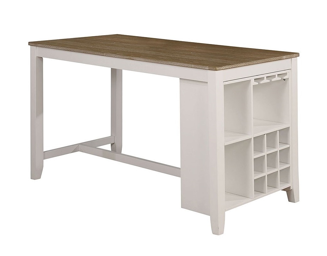 Kaina Wood Storage Counter Height Dining Set w/Wine Rack