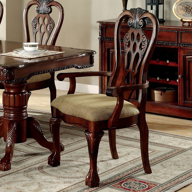Georgetown Fabric/Wood Dining Arm Chair, Set of 2