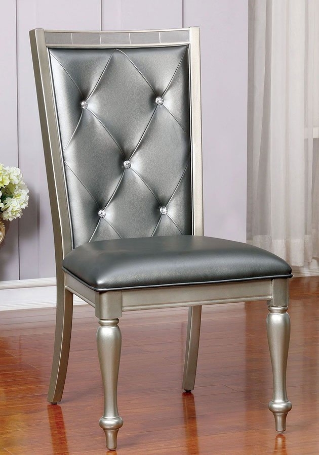 Sarina Leatherette/Wood Dining Side Chair, Set of 2