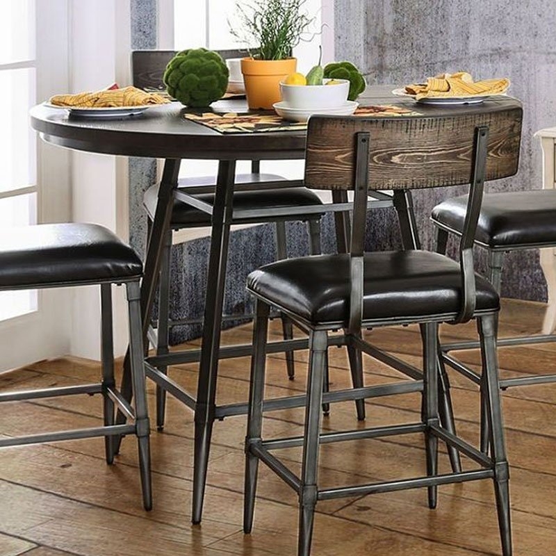 Mullane Metal/Wood Round Counter Height Dining Set