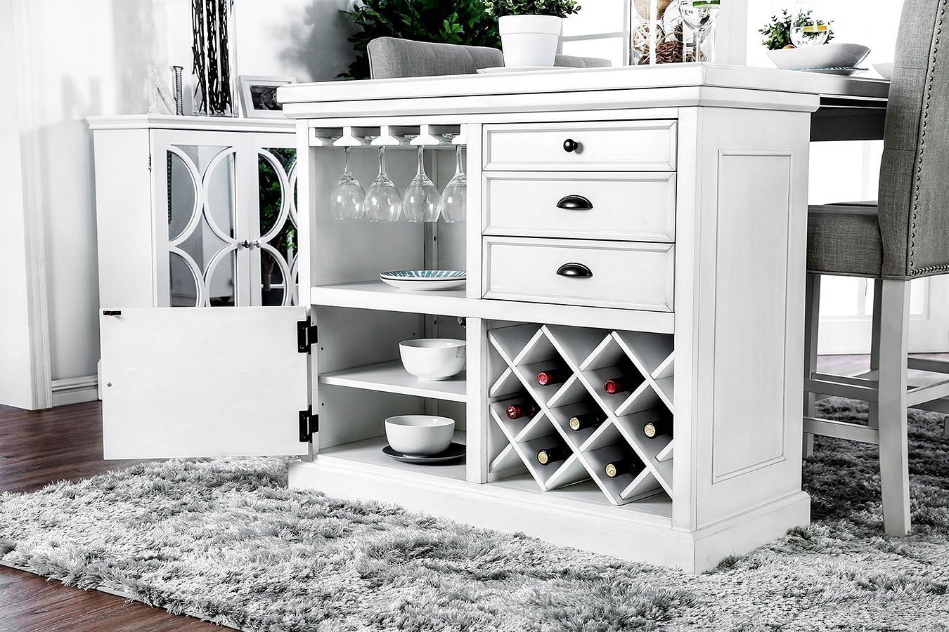WRS Sutton Wood Storage Counter Height Table