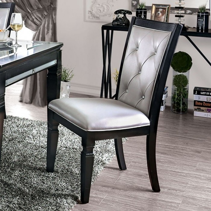Alena Leatherette/Wood Tufted Dining Side Chair, Set of 2