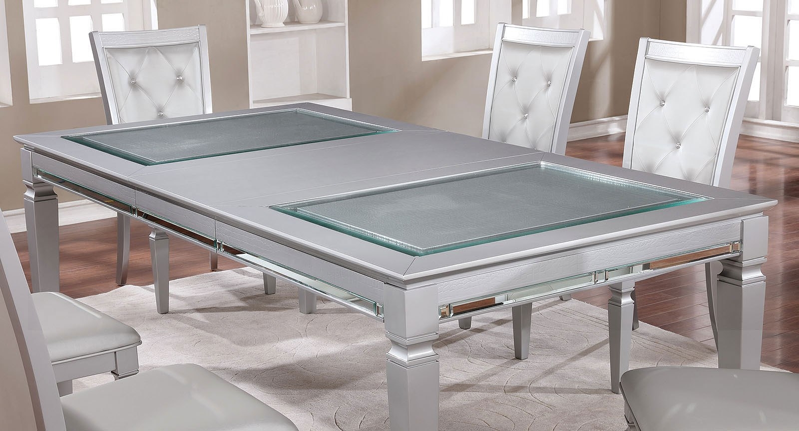 Alena Wood/Glass Extendable Dining Table