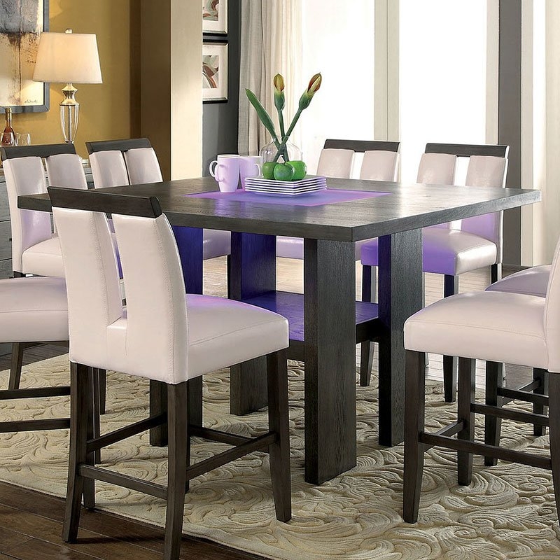 Luminar II Wood/Glass LED Counter Height Dining Set