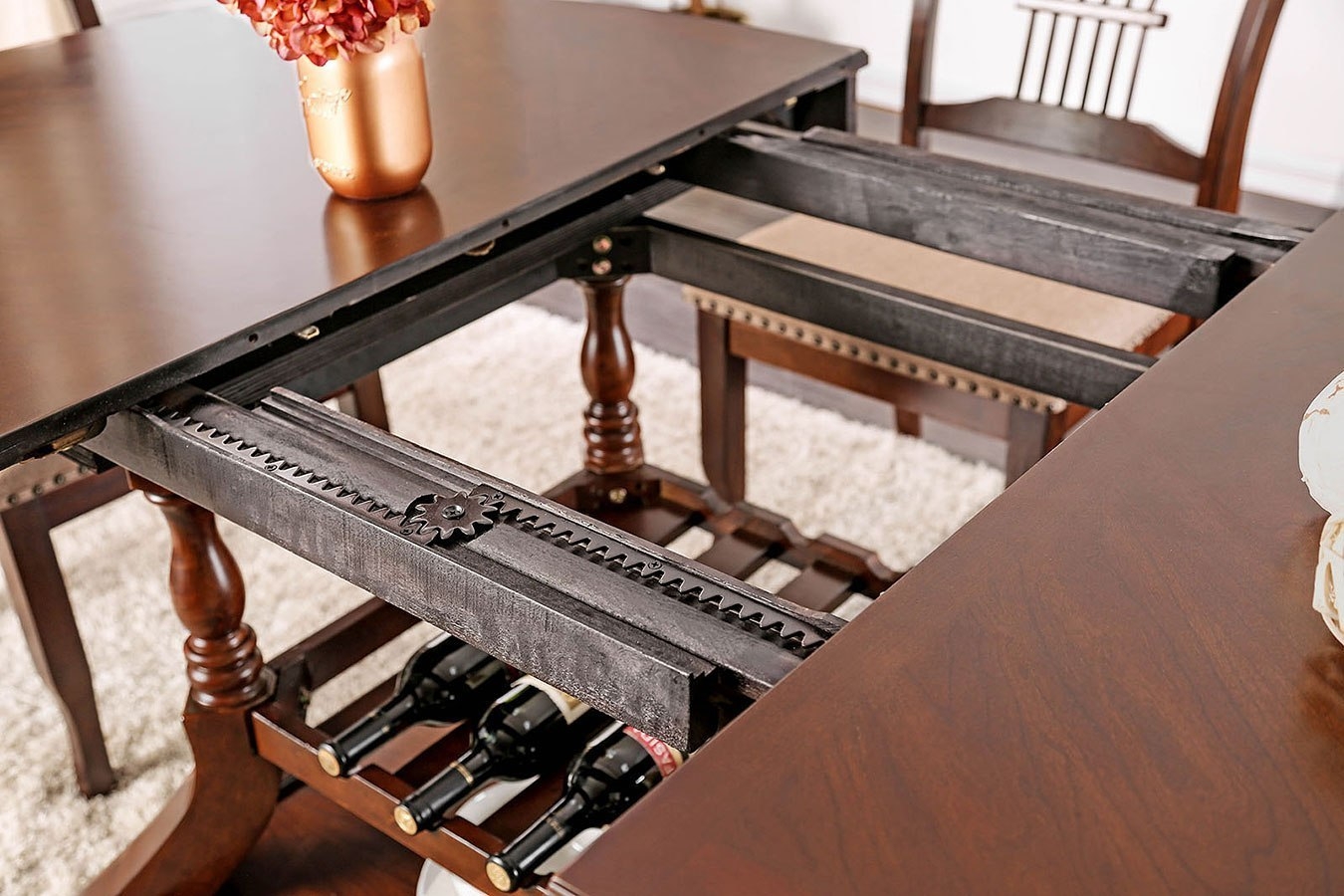 Jordyn Wood Storage Extendable Dining Set