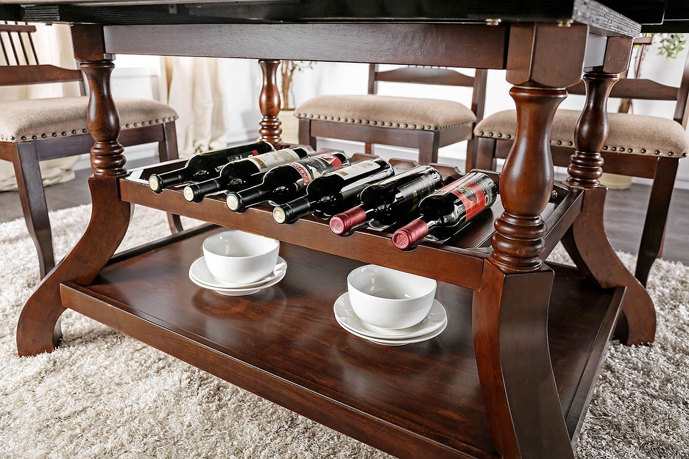 Jordyn Wood Storage Extendable Dining Table