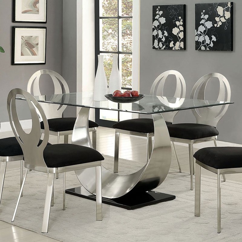 Orla Glass/Metal Rectangular Dining Set