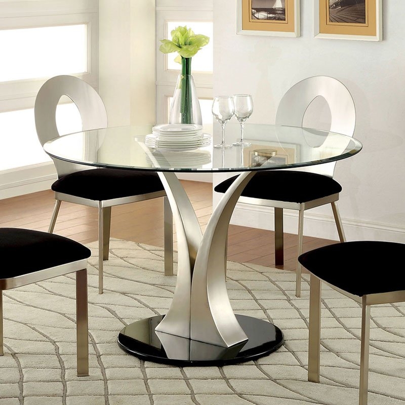 Valo Glass/Metal Round Dining Set