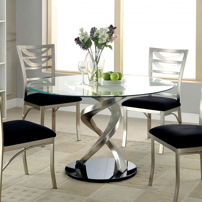 Roxo Glass/Metal Round Dining Table